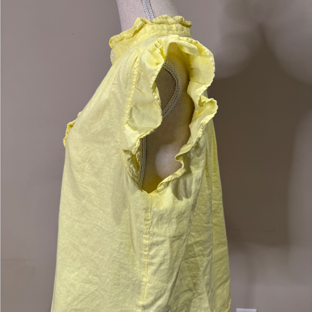 Yellow Ruffled Cap Sleeve Top - Picture 3 of 5